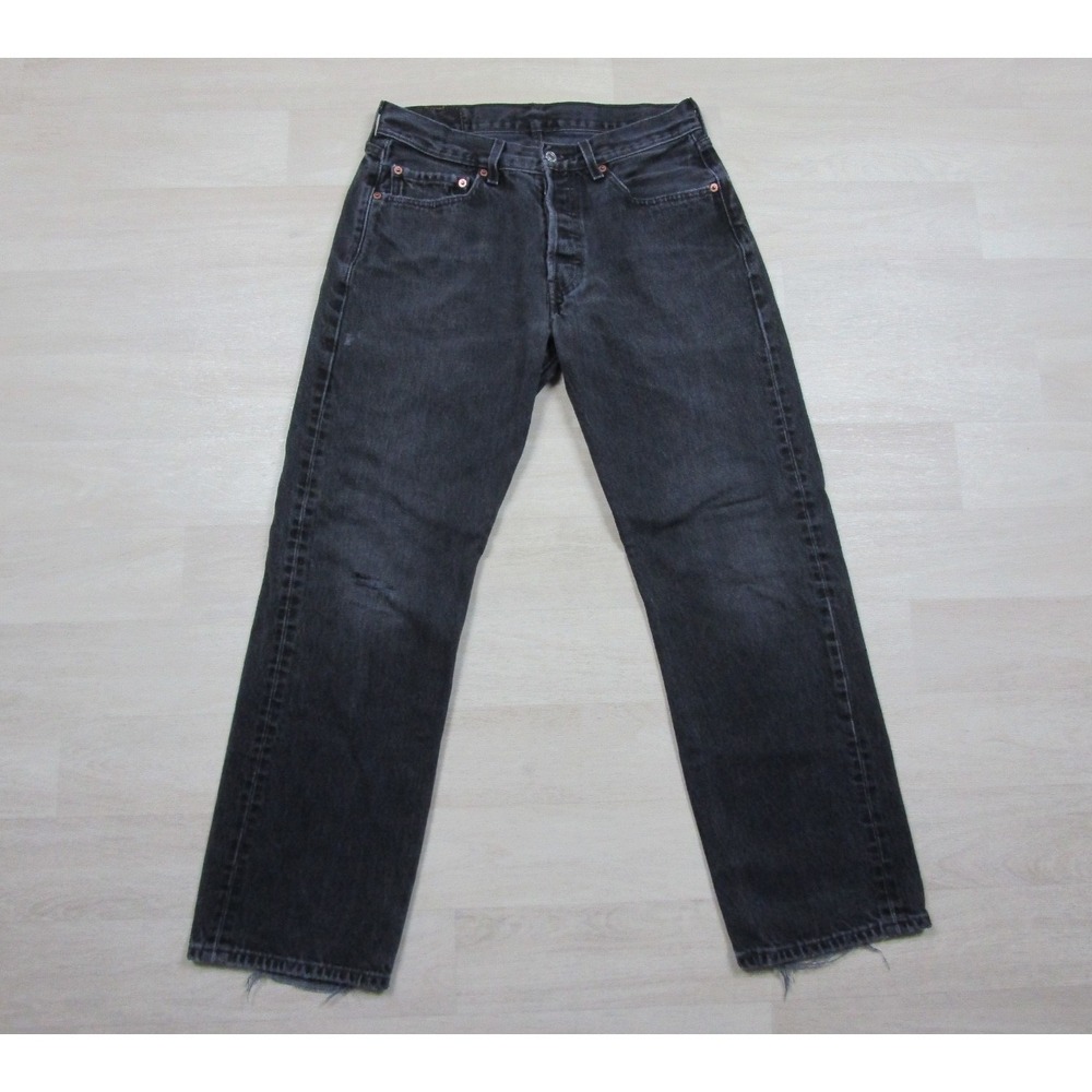Vintage Y2K Levi's 501 Button Fly Black Denim Jeans Men's (30x28.5) Distressed